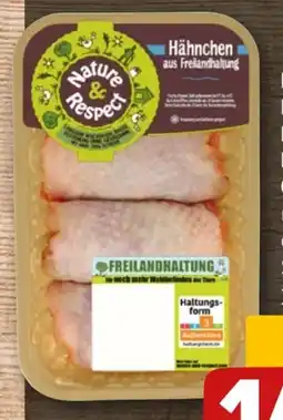 REWE Nature & Respect Pollofino Freiland Hähnchen Oberschenkel Angebot
