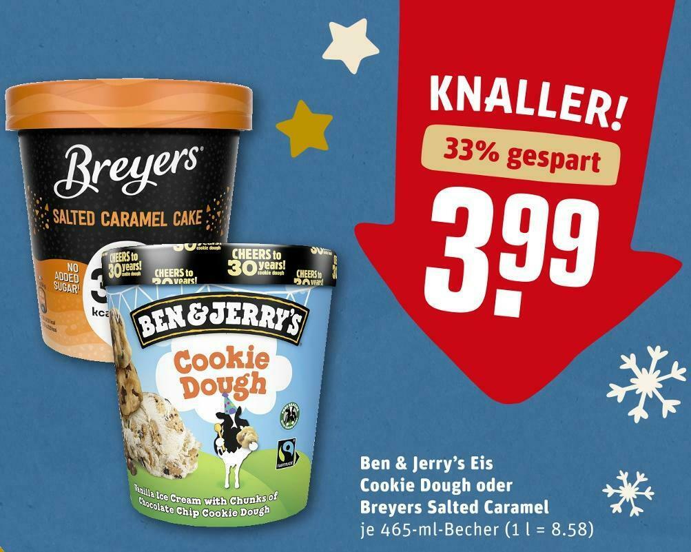 Ben & jerry’s oder breyers eis cookie dough oder salted caramel Angebot