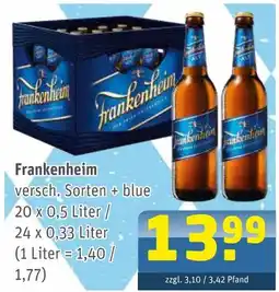 Getränke Arena Frankenheim versch. sorten + blue Angebot
