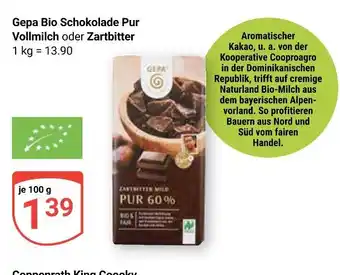 Globus Gepa bio schokolade pur vollmilch Angebot
