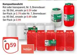 Globus Bolsius kompositionslicht nr. 3 rot Angebot