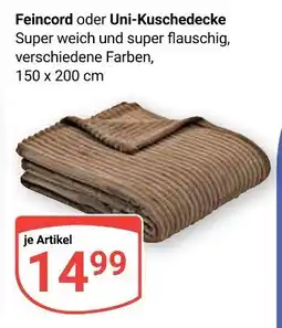 Globus Feincord oder uni-kuschedecke Angebot