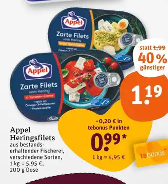 tegut Appel zarte filets vom hering in tomaten-creme Angebot
