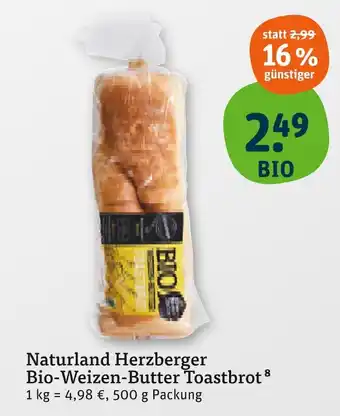 tegut Naturland herzberger bio-weizen-butter toastbrot Angebot