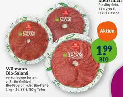 tegut Wiltmann bio-geflügel salami Angebot
