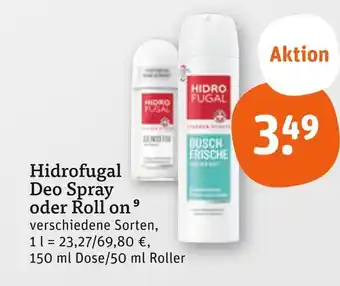 tegut Hidrofugal deo spray Angebot