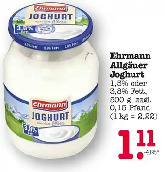E-Center Ehrmann allgäuer joghurt Angebot