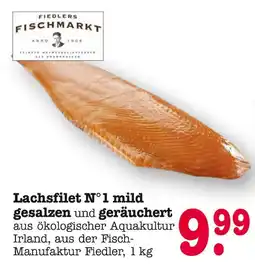 E-Center Fiedlers fischmarkt lachsfilet n°1 mild gesalzen und geräuchert Angebot