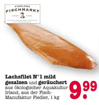 E-Center Fiedlers fischmarkt lachsfilet n°1 mild gesalzen und geräuchert Angebot
