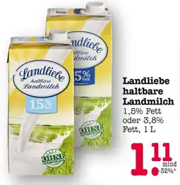 E-Center Landliebe haltbare landmilch 1,5% fett Angebot