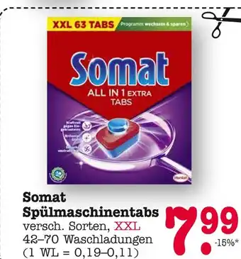 E-Center Somat spülmaschinentabs xxl 63 tabs Angebot