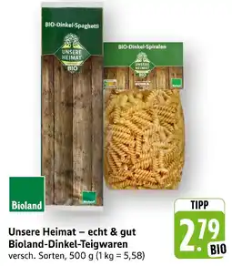 E-Center Unsere heimat – echt & gut bioland-dinkel-teigwaren Angebot