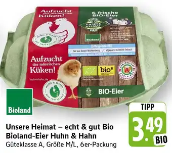 E-Center Bioland unsere heimat – echt & gut bio bioland-eier huhn & hahn Angebot