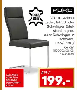 porta Puro stuhl echtes leder 4-fuß edelstahl grau Angebot