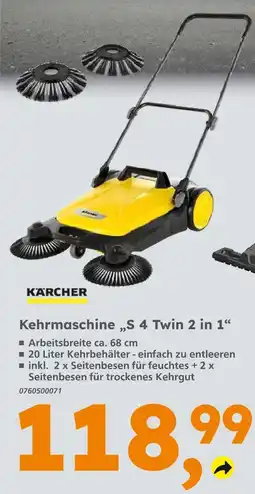 Globus Baumarkt Kärcher kehrmaschine s 4 twin 2 in 1 Angebot