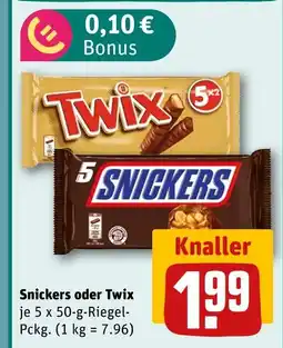 REWE Snickers oder twix Angebot