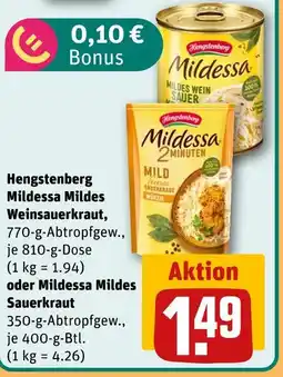 REWE Hengstenberg mildessa mildes weinsauerkraut oder sauerkraut Angebot