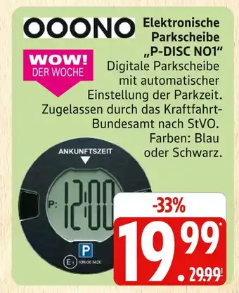 Marktkauf Ooono elektronische parkscheibe p-disc no1 blau Angebot