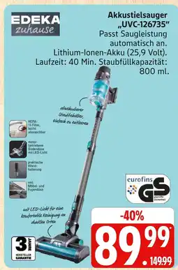 Marktkauf Edeka zuhause akkustielsauger uvc-126735 Angebot