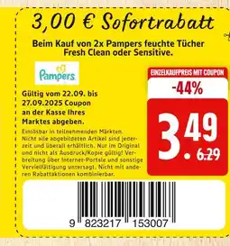 Marktkauf Pampers feuchte tücher fresh clean oder sensitive Angebot