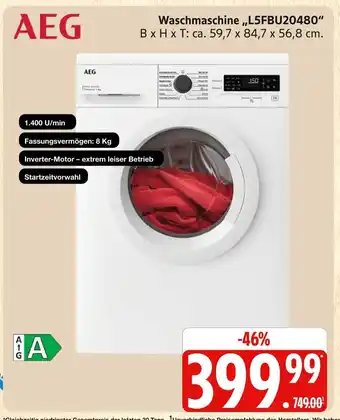 Marktkauf Aeg waschmaschine l5fbu20480 Angebot