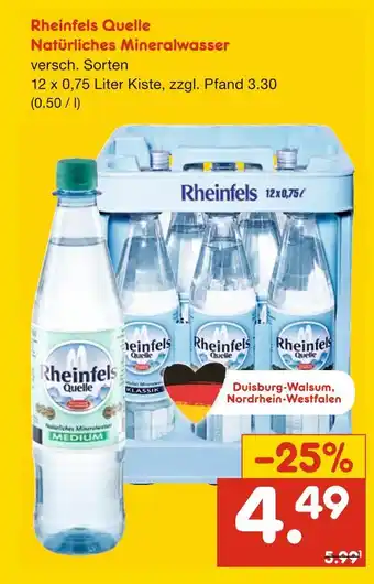 Netto Marken-Discount Rheinfels quelle natürliches mineralwasser Angebot