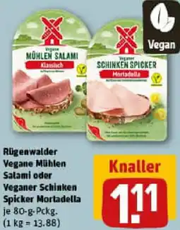 REWE Rügenwalder Vegane Mühlen Salami oder Veganer Schinken Spicker Mortadella Angebot