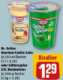 REWE Dr. Oetker Bourbon-Vanille Soße oder Götterspeise XXL Waldmeister Angebot