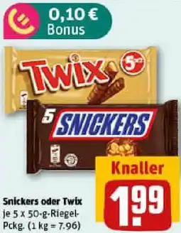 REWE Snickers oder Twix Angebot