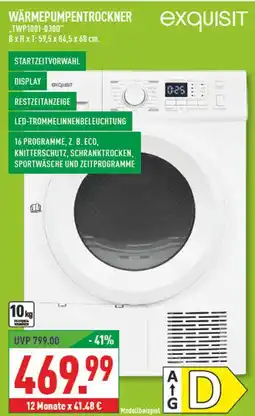 Marktkauf Exquisit wärmepumpentrockner twp1001-030d Angebot