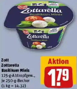 REWE Zott Zottarella Basilikum Minis Angebot