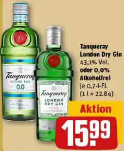 REWE Tanqueray London Dry Gin oder 0,0% Alkoholfrei Angebot