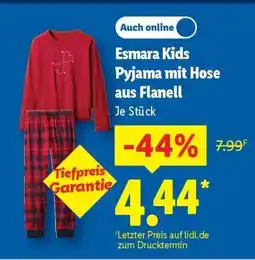 Lidl Esmara Kids Pyjama mit Hose aus Flanell Angebot