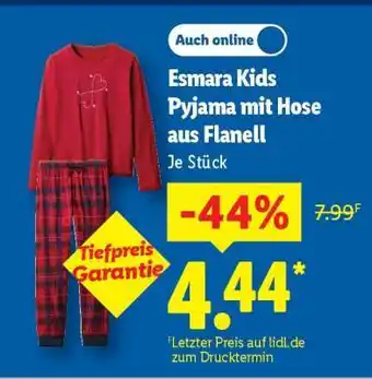 Lidl Esmara Kids Pyjama mit Hose aus Flanell Angebot