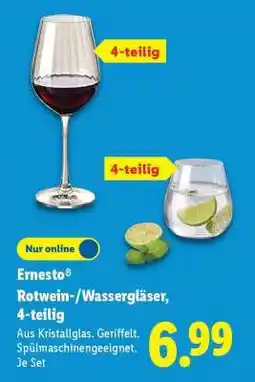 Lidl Ernesto Rotwein-/Wassergläser, 4-teilig Angebot