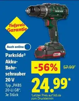 Lidl PARKSIDE Akku-Bohrschrauber 20 V Angebot