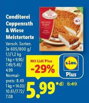 Lidl Conditorei Coppenrath & Wiese Meistertorte Angebot