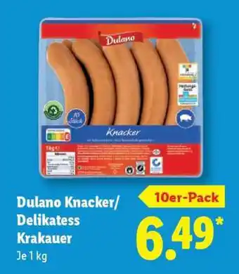 Lidl Dulano Knacker/Delikatess Krakauer Angebot