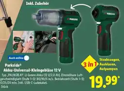 Lidl Parkside Akku-Universal-Kleingebläse 12 V Angebot