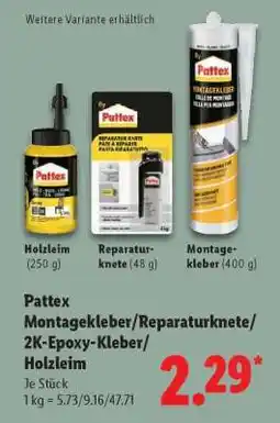 Lidl PATTEX Montagekleber/Reparaturknete/2K-Epoxy-Kleber/Holzleim Angebot