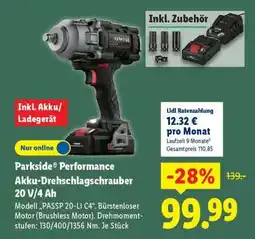 Lidl Parkside Performance Akku-Drehschlagschrauber 20 V/4 Ah Angebot
