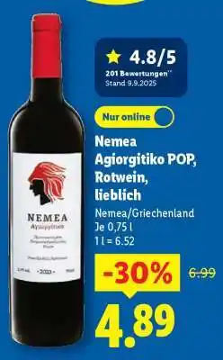 Lidl Nemea Agiorgitiko POP, Rotwein, lieblich Angebot