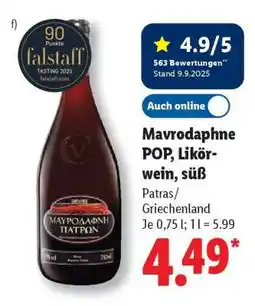 Lidl Mavrodaphne POP, Likörwein, süß Angebot
