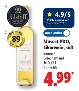 Lidl Muscat PDO, Likörwein, süß Angebot
