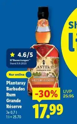 Lidl Plantaray Barbados Rum Grande Réserve Angebot