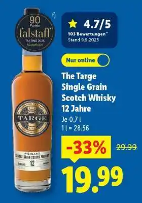 Lidl The Targe Single Grain Scotch Whisky 12 Jahre Angebot