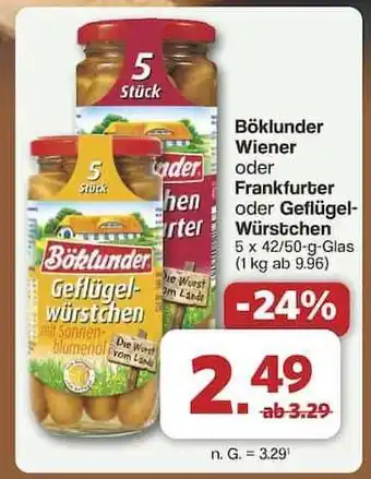 Famila Nord Ost Böklunder Wiener oder Frankfurter oder Geflügel-Würstchen Angebot