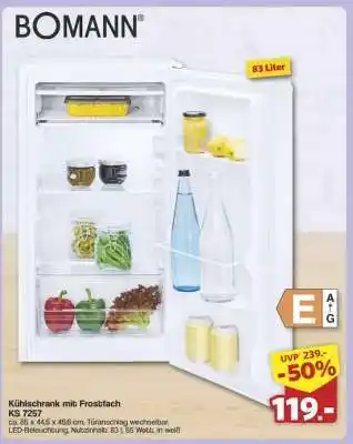 Famila Nord Ost BOMANN Kühlschrank mit Frostfach KS 7257 Angebot