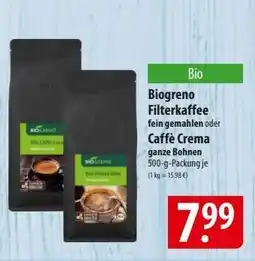 Famila Nord Ost Biogreno Filterkaffee oder Caffè Crema Angebot