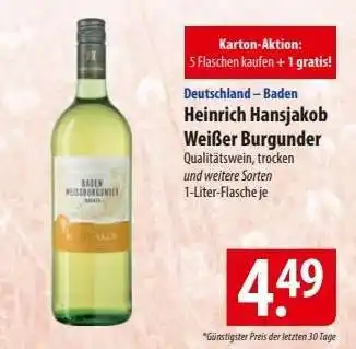 Famila Nord Ost Heinrich Hansjakob Weisser Burgunder Angebot